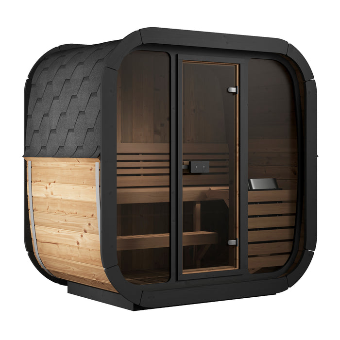 SaunaLife CL4G | Outdoor 3-Person Cube Sauna Kit with Panoramic Window