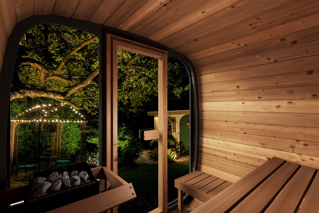 SaunaLife CL5G | Outdoor 4-Person Cube Sauna Kit with Panoramic Window