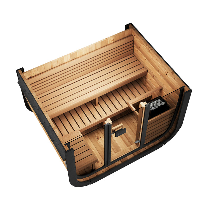 SaunaLife CL5G | Outdoor 4-Person Cube Sauna Kit with Panoramic Window