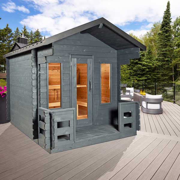 Dundalk Leisure Craft Georgian Outdoor Cabin Sauna with Porch CTC88 PW - Secret Saunas